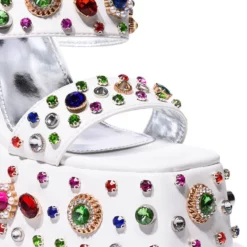 AZALEA WANG BREEZE EMBELLISHED CHUNKY SANDAL IN WHITE 11 AZALEA WANG BREEZE EMBELLISHED CHUNKY SANDAL IN WHITE -AZALEA WANG Shop azalea wang breeze embellished chunky sandal in white white 5 5