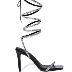 AZALEA WANG BROMLEY STRAPPY SANDAL IN BLACK -AZALEA WANG Shop azalea wang bromley strappy sandal in black black 2 2 c1