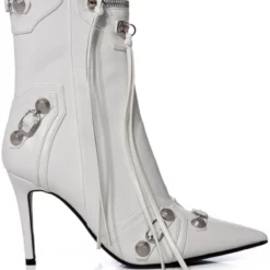 AZALEA WANG BROOKLYN PU BOOTIE IN WHITE