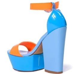 AZALEA WANG BUTTERSCOTCH COLOR BLOCKED SANDAL IN BLUE -AZALEA WANG Shop azalea wang butterscotch color blocked sandal in blue blue 4 4