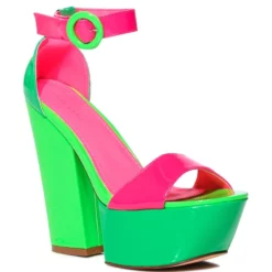 AZALEA WANG BUTTERSCOTCH COLOR BLOCKED SANDAL IN GREEN -AZALEA WANG Shop azalea wang butterscotch color blocked sandal in green green 3 3