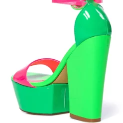 AZALEA WANG BUTTERSCOTCH COLOR BLOCKED SANDAL IN GREEN -AZALEA WANG Shop azalea wang butterscotch color blocked sandal in green green 4 4