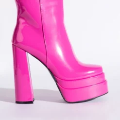 AZALEA WANG CANDY PAINT CHUNKY PLATFORM BOOTIE IN FUCHSIA -AZALEA WANG Shop azalea wang candy paint chunky platform bootie in fuchsia fuchsia 3 3