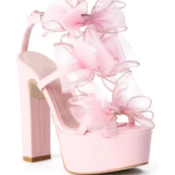 AZALEA WANG CATERINA CHUNKY SANDAL WITH BOW IN PINK -AZALEA WANG Shop azalea wang caterina chunky sandal with bow in pink pink 3 3