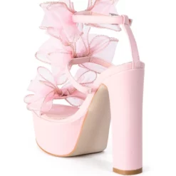 AZALEA WANG CATERINA CHUNKY SANDAL WITH BOW IN PINK -AZALEA WANG Shop azalea wang caterina chunky sandal with bow in pink pink 4 4