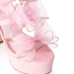 AZALEA WANG CATERINA CHUNKY SANDAL WITH BOW IN PINK -AZALEA WANG Shop azalea wang caterina chunky sandal with bow in pink pink 5 5