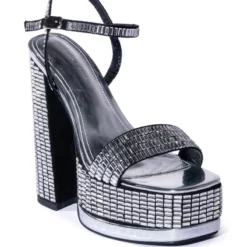 AZALEA WANG CATRIONA CHUNKY EMBELLISHED SANDAL IN SILVER -AZALEA WANG Shop azalea wang catriona chunky embellished sandal in silver silver 3 3