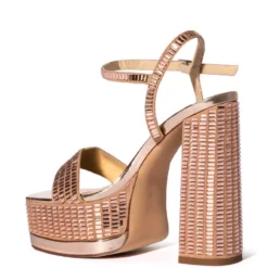 AZALEA WANG CATRIONA EMBELLISHED CHUNKY SANDAL IN CHAMPAGNE -AZALEA WANG Shop azalea wang catriona embellished chunky sandal in champagne champagne 4 4