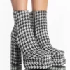 AZALEA WANG CAYENNE HOUNDSTOOTH CHUNKY BOOTIE IN BLACK WHITE -AZALEA WANG Shop azalea wang cayenne houndstooth chunky bootie in black white black white 1 1