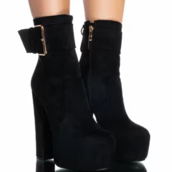 AZALEA WANG CHARMER CHUNKY PLATFORM BOOTIE IN BLACK