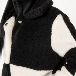 AZALEA WANG CHECK IT LONG TEDDY TRENCH -AZALEA WANG Shop azalea wang check it long teddy trench black white 8 8