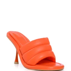 AZALEA WANG CHEY STILETTO PUFFER SANDAL IN ORANGE -AZALEA WANG Shop azalea wang chey stiletto puffer sandal in orange orange 3 3