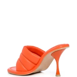 AZALEA WANG CHEY STILETTO PUFFER SANDAL IN ORANGE -AZALEA WANG Shop azalea wang chey stiletto puffer sandal in orange orange 4 4