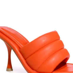 AZALEA WANG CHEY STILETTO PUFFER SANDAL IN ORANGE -AZALEA WANG Shop azalea wang chey stiletto puffer sandal in orange orange 5 5