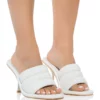 AZALEA WANG CHEY STILETTO PUFFER SANDAL IN WHITE