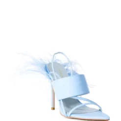 AZALEA WANG CHICK FEATHER DECOR POINTED TOE SANDAL IN BLUE -AZALEA WANG Shop azalea wang chick feather decor pointed toe sandal in blue blue 3 3