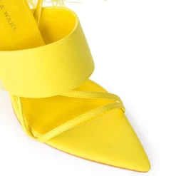 AZALEA WANG CHICK FEATHER DECOR POINTED TOE SANDAL IN YELLOW -AZALEA WANG Shop azalea wang chick feather decor pointed toe sandal in yellow yellow 5 5