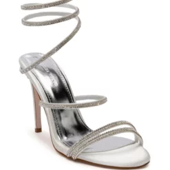 AZALEA WANG CLAYSHA EMBELLISHED STILETTO SANDAL PUMP IN WHITE -AZALEA WANG Shop azalea wang claysha embellished stiletto sandal pump in white white 3 3 c1