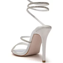 AZALEA WANG CLAYSHA EMBELLISHED STILETTO SANDAL PUMP IN WHITE -AZALEA WANG Shop azalea wang claysha embellished stiletto sandal pump in white white 4 4 c1