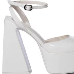 AZALEA WANG CLEMENTINE CHUNKY PUMP IN WHITE PATENT -AZALEA WANG Shop azalea wang clementine chunky pump in white patent white 5 5