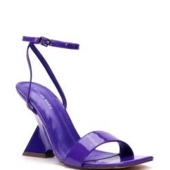 AZALEA WANG COIN PATENT CHUNKY SANDAL IN PURPLE -AZALEA WANG Shop azalea wang coin patent chunky sandal in purple purple 3 3 c1