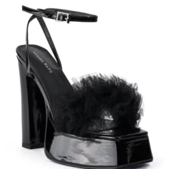 AZALEA WANG COLADA BLACK TULLE SANDAL -AZALEA WANG Shop azalea wang colada black tulle sandal black 3 3