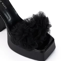 AZALEA WANG COLADA BLACK TULLE SANDAL -AZALEA WANG Shop azalea wang colada black tulle sandal black 5 5