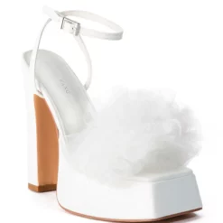 AZALEA WANG COLADA WHITE TULLE SANDAL -AZALEA WANG Shop azalea wang colada white tulle sandal white 3 3 c1