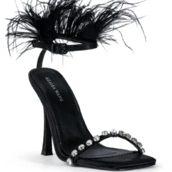 AZALEA WANG CONFETTI FEATHER STILETTO SANDAL IN BLACK -AZALEA WANG Shop azalea wang confetti feather stiletto sandal in black black 3 3