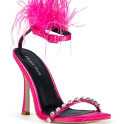 AZALEA WANG CONFETTI FEATHER STILETTO SANDAL IN PINK -AZALEA WANG Shop azalea wang confetti feather stiletto sandal in pink pink 3 3