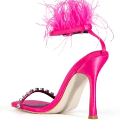 AZALEA WANG CONFETTI FEATHER STILETTO SANDAL IN PINK -AZALEA WANG Shop azalea wang confetti feather stiletto sandal in pink pink 4 4
