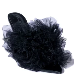 AZALEA WANG COOL TULLE STILETTO SANDAL IN BLACK -AZALEA WANG Shop azalea wang cool tulle stiletto sandal in black black 3 3