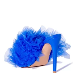 AZALEA WANG COOL TULLE STILETTO SANDAL IN BLUE -AZALEA WANG Shop azalea wang cool tulle stiletto sandal in blue blue 4 4