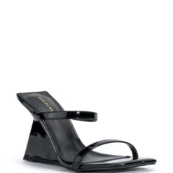 AZALEA WANG CORNELL PATENT WEDGE SANDAL IN BLACK -AZALEA WANG Shop azalea wang cornell patent wedge sandal in black black 3 3