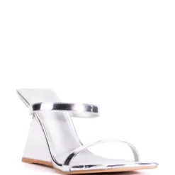 AZALEA WANG CORNELL PATENT WEDGE SANDAL IN SILVER -AZALEA WANG Shop azalea wang cornell patent wedge sandal in silver silver 3 3