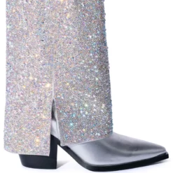 AZALEA WANG CRYSTALIZED RHINESTONE EMBELLISHED WESTERN BOOT IN SILVER -AZALEA WANG Shop azalea wang crystalized rhinestone embellished western boot in silver silver 2 2