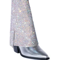 AZALEA WANG CRYSTALIZED RHINESTONE EMBELLISHED WESTERN BOOT IN SILVER -AZALEA WANG Shop azalea wang crystalized rhinestone embellished western boot in silver silver 3 3