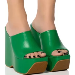 AZALEA WANG DAIANE SLIP ON WEDGE SANDAL IN GREEN -AZALEA WANG Shop azalea wang daiane slip on wedge sandal in green green 1 1