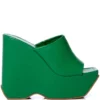 AZALEA WANG DAIANE SLIP ON WEDGE SANDAL IN GREEN