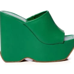 AZALEA WANG DAIANE SLIP ON WEDGE SANDAL IN GREEN -AZALEA WANG Shop azalea wang daiane slip on wedge sandal in green green 5 5