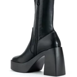 AZALEA WANG DANIELLE CHUNKY BOOTIE WITH 4 WAY STRETCH IN BLACK STRETCH -AZALEA WANG Shop azalea wang danielle chunky bootie in black stretch black 4 4