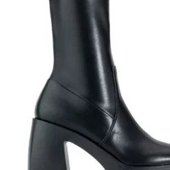 AZALEA WANG DANIELLE CHUNKY BOOTIE WITH 4 WAY STRETCH IN BLACK STRETCH -AZALEA WANG Shop azalea wang danielle chunky bootie in black stretch black 5 5