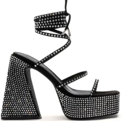 AZALEA WANG DEIRDRE EMBELLISHED CHUNKY SANDAL -AZALEA WANG Shop azalea wang deirdre embellished chunky sandal black 3 3