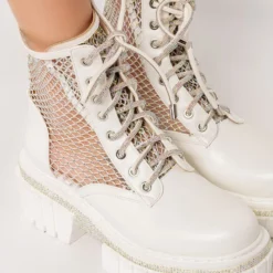 AZALEA WANG DIAMOND DRIP FLATFORM BOOTIE IN WHITE -AZALEA WANG Shop azalea wang diamond drip flatform bootie in white white 5 5