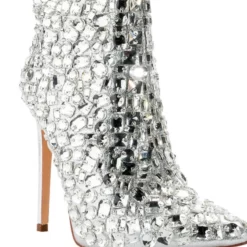 AZALEA WANG DIAMONDS ARE MY BESTIES STILETTO BOOTIE IN SILVER -AZALEA WANG Shop azalea wang diamonds are my besties stiletto bootie in silver silver 5 5