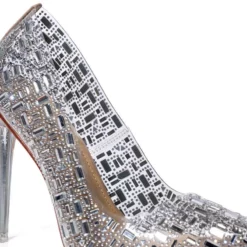 AZALEA WANG DIAMONDS DANCING PVC STILETTO PUMP IN SILVER -AZALEA WANG Shop azalea wang diamonds dancing pvc stiletto pump in silver silver 5 5