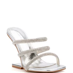 AZALEA WANG DIONNE EMBELLISHED CHUNKY SANDAL IN SILVER -AZALEA WANG Shop azalea wang dionne embellished chunky sandal in silver silver 3 3