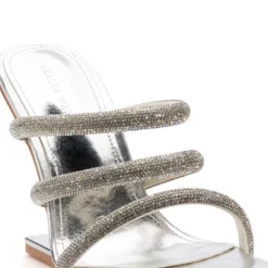 AZALEA WANG DIONNE EMBELLISHED CHUNKY SANDAL IN SILVER -AZALEA WANG Shop azalea wang dionne embellished chunky sandal in silver silver 5 5