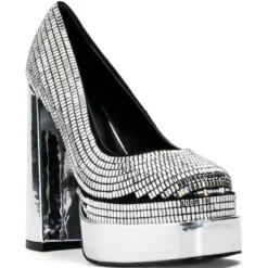 AZALEA WANG DISCO NIGHTS CHUNKY PLATFORM PUMPS IN SILVER -AZALEA WANG Shop azalea wang disco nights chunky platform pumps in silver silver 3 3