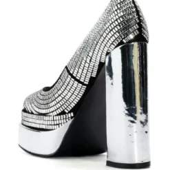 AZALEA WANG DISCO NIGHTS CHUNKY PLATFORM PUMPS IN SILVER -AZALEA WANG Shop azalea wang disco nights chunky platform pumps in silver silver 4 4
